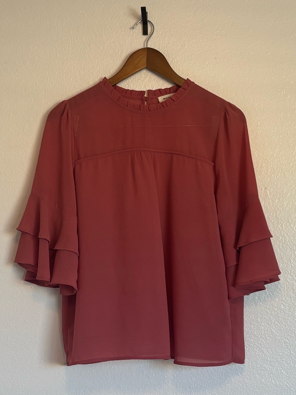 Women's Ruffle Sleeve Blouse - Rose Pink